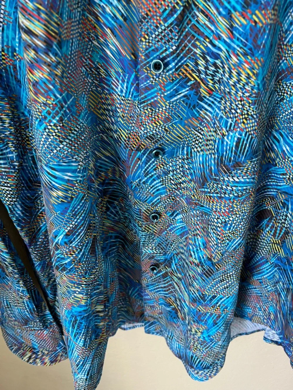 Robert Graham blue abstract geometric button down long sleeve shirt - Picture 4 of 11